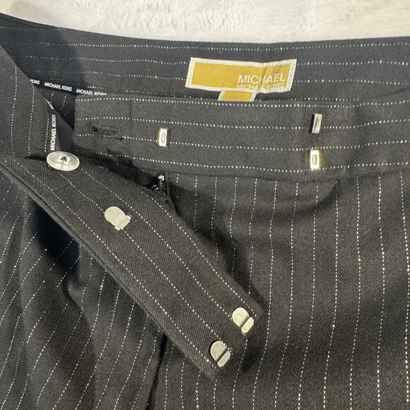 NWT Michael Kors Women's Pinstriped Boot-Cut Trousers Black Pants Size 10 - Picture 7 of 14